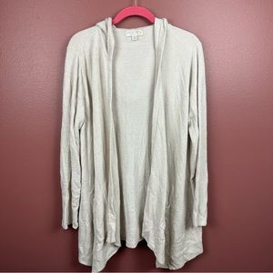 Barefoot Dreams CozyChic Lite hooded cardigan with pockets size medium ivory